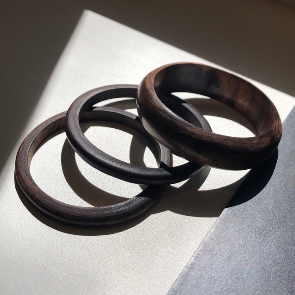 Gorgeous Vintage Boho Solid Wooden Bangles